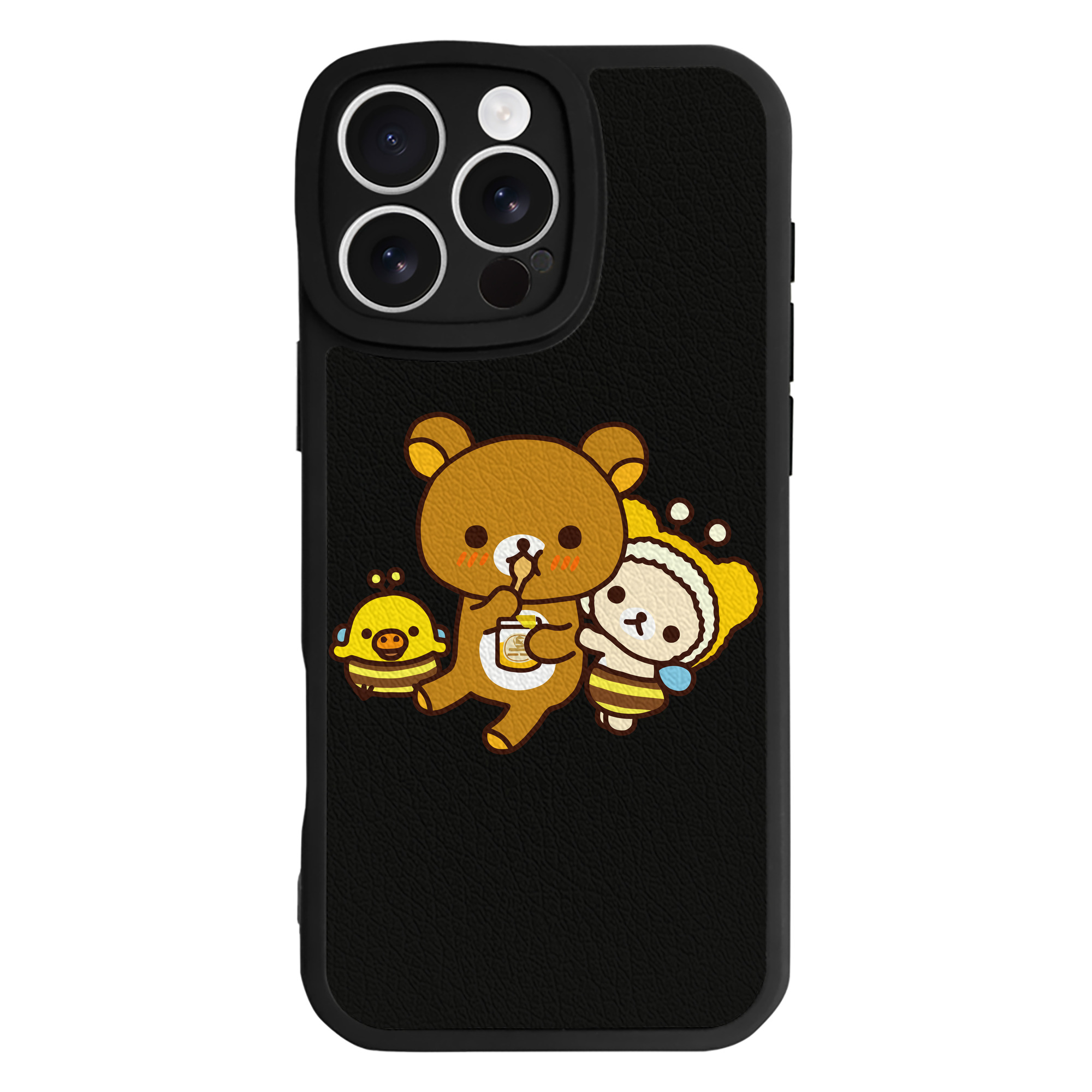 （画像用） リラックマ リラックマ キイロイトリ Rilakkuma Korilakkuma Kiiroitori 【iPhone 16シリーズ対応】シリコンスマホケース（レザー調） 材質：シリコン